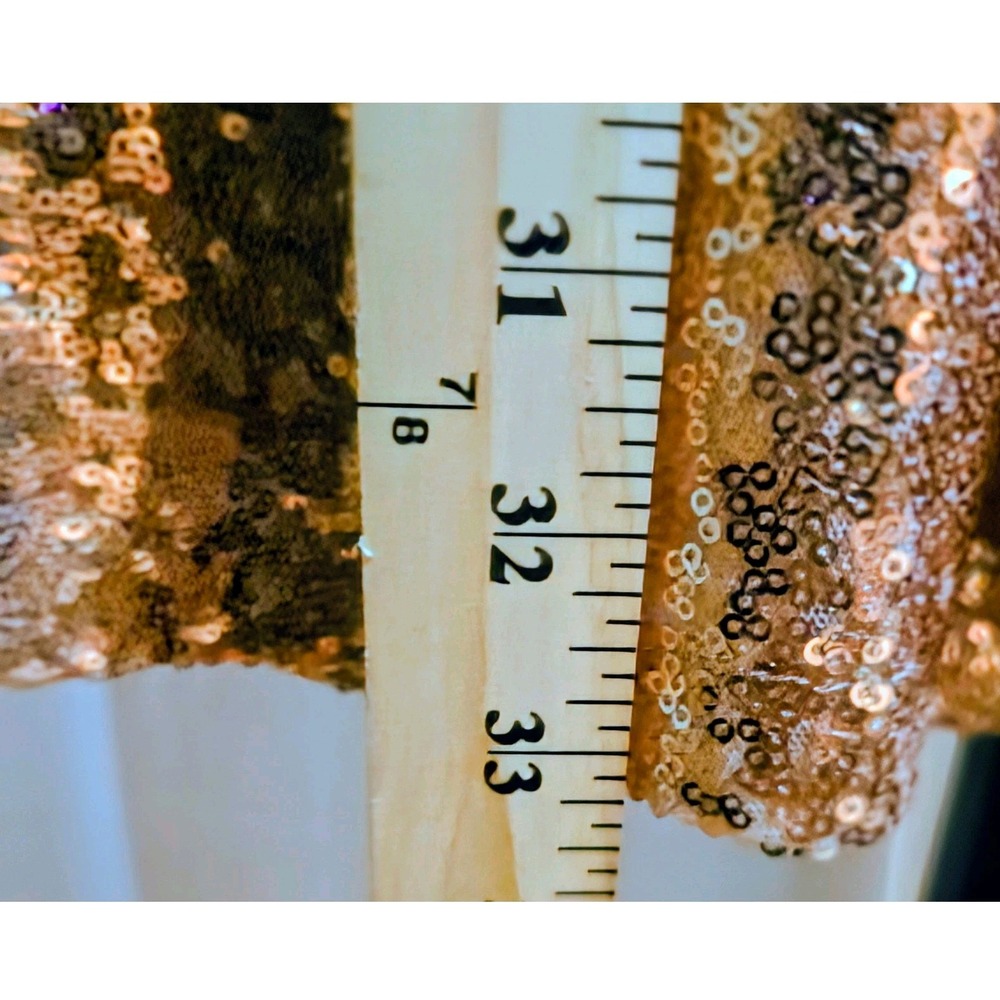 Rose Gold Sequin Mini Dress V Neck Short Sleeve Party Cocktail Holiday Sparkle S - Picture 6 of 12
